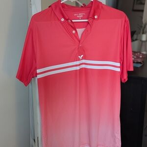 Salmon Colored Golf Polo with White Accents
